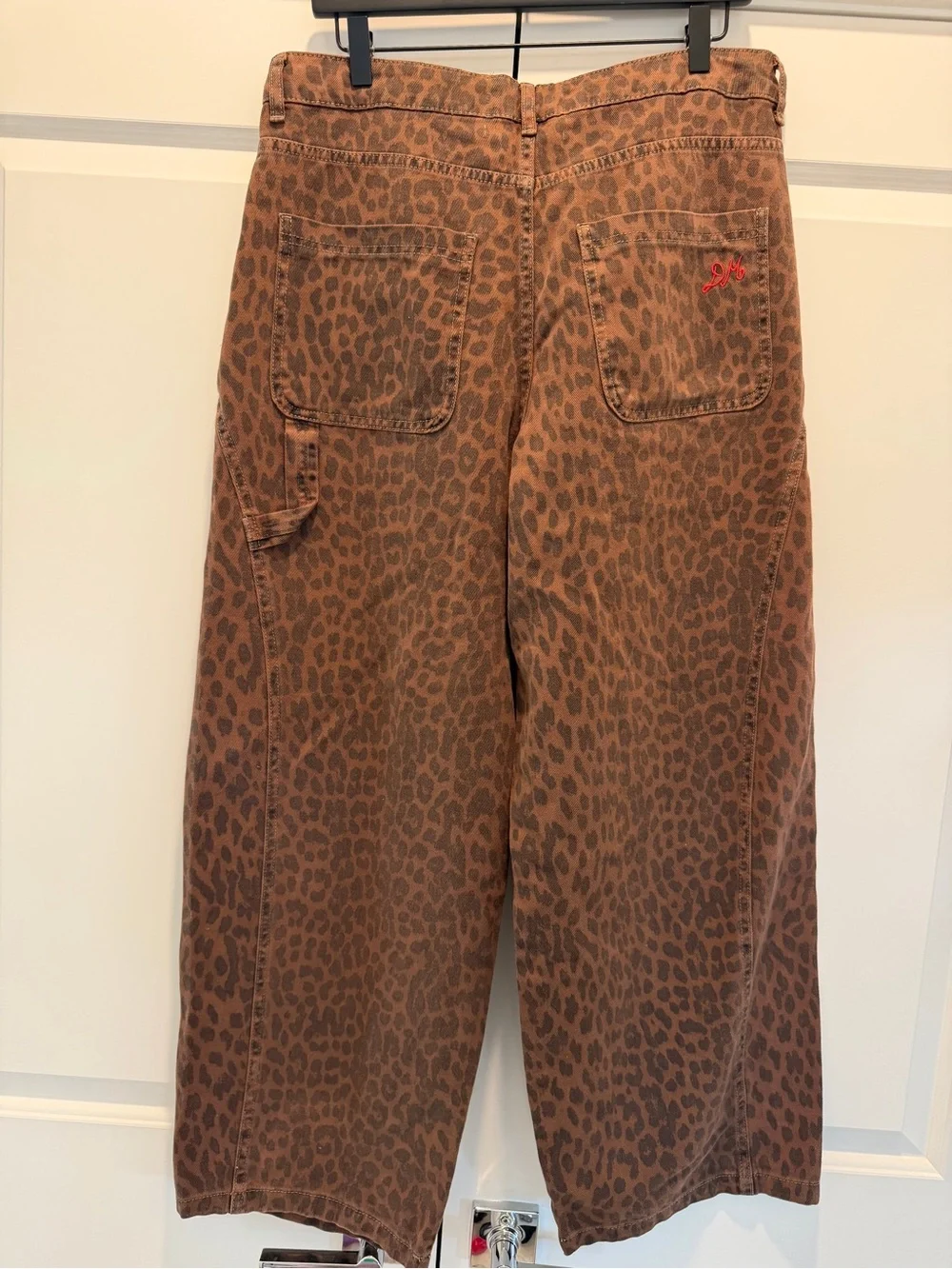 Brand NEW - Damson Madder Free People Brown Leopard Print Wide-Leg Jeans - Picture 10 of 11